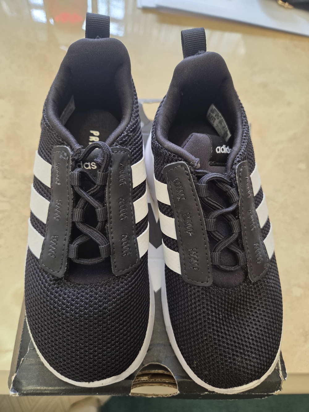adidas Kids Black Sneakers with White Three-Stripes